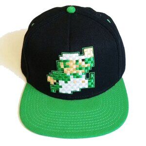 NWOT Nintendo Super Mario Bros Pixel Baseball Cap Hat Wool Blend Green Black
